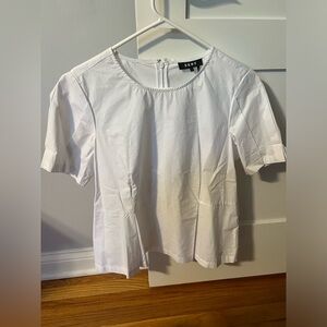 DKNY White Peplum Short Sleeve Top